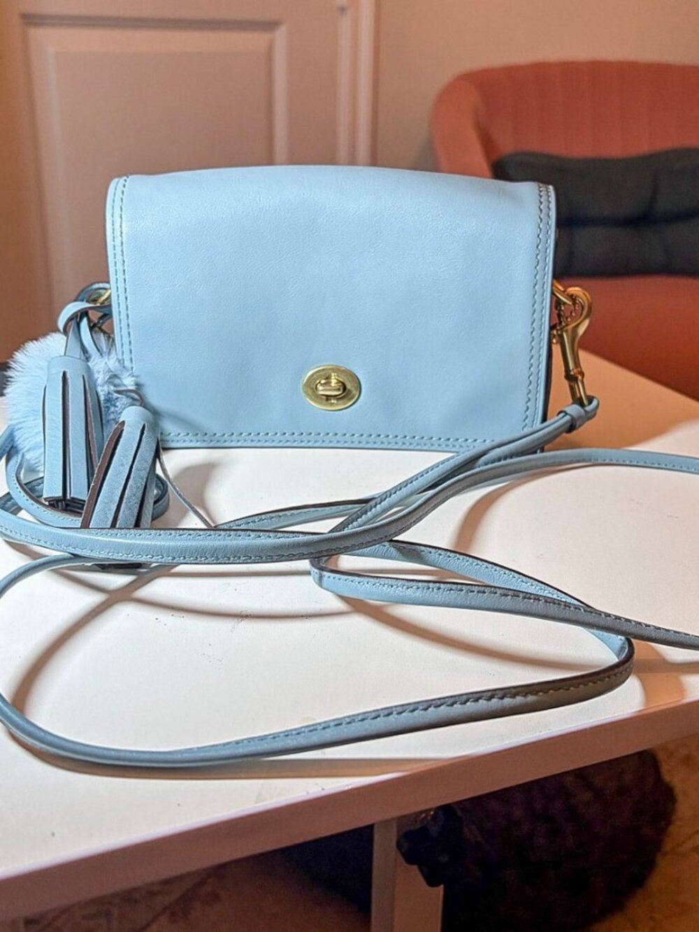 Coach Legacy Penny 19914 Light Blue Leather Crossbody